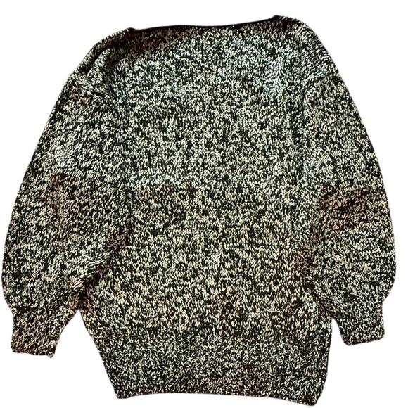 Nannell Vintage Lion Applique Metallic Knit Sweater Black & Silver Size L - Picture 5 of 7